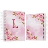 Caderno A5 floral com personalização de letra e nome 4