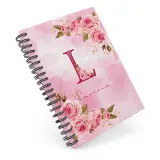 Caderno A5 floral com personalização de letra e nome 1